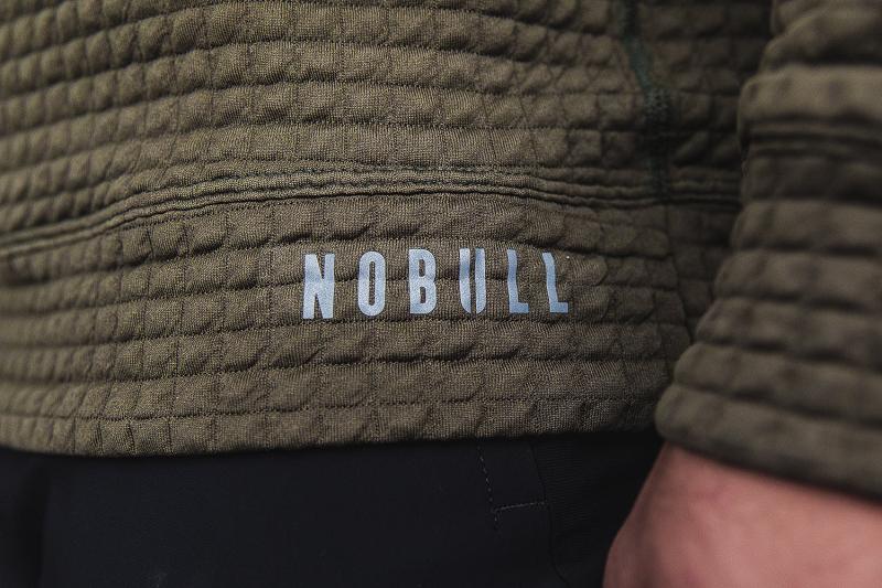 Men's Nobull Quilted Crew Pullover Hoodie Olive | SG L2526I